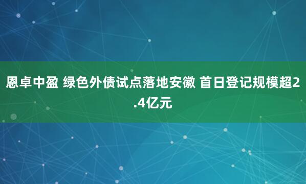 恩卓中盈 绿色外债试点落地安徽 首日登记规模超2.4亿元